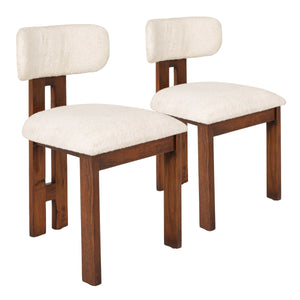 Rowena Interiors Acacia Wood Dining Chairs Solid Frame Upholstered Seat Farmhouse Kitchen Set of 2 EC1970