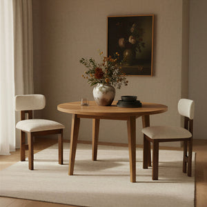 Rowena Interiors Acacia Wood Dining Chairs Solid Frame Upholstered Seat Farmhouse Kitchen Set of 2 EC1970
