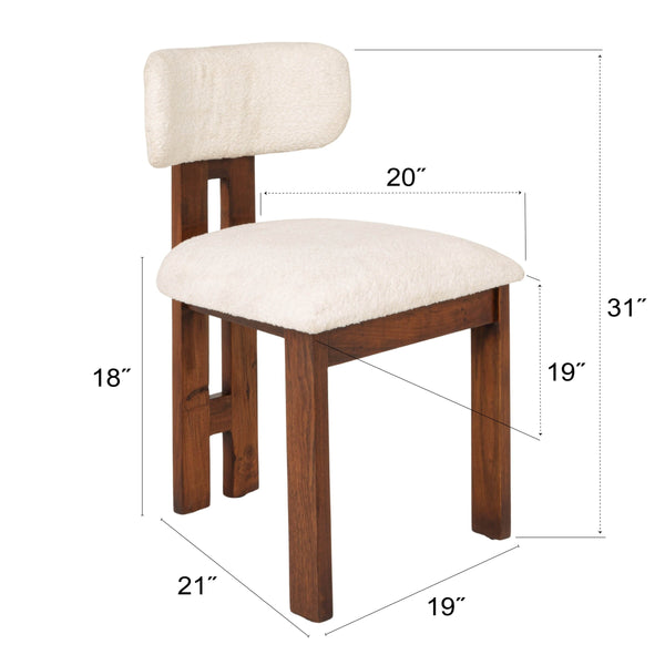 Rowena Interiors Acacia Wood Dining Chairs Solid Frame Upholstered Seat Farmhouse Kitchen Set of 2 EC1970