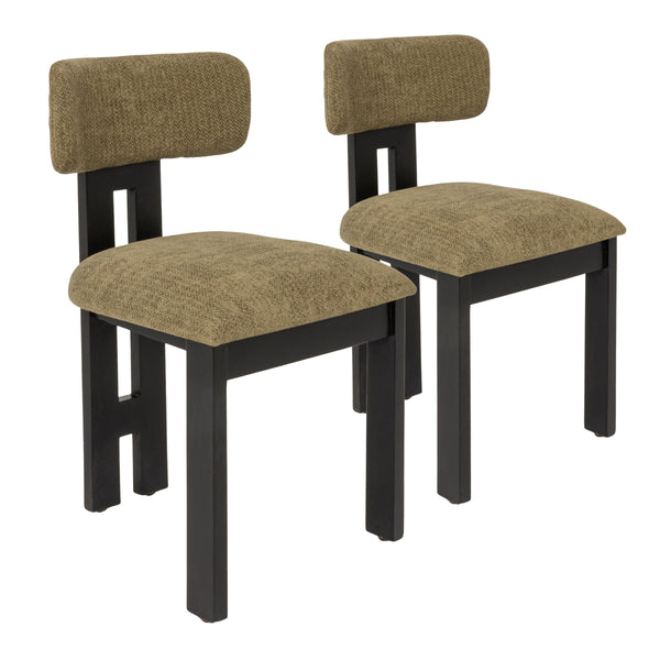 Rowena Interiors Acacia Solid Wood Armless Dining Chairs Upholstered Seat Modern Farmhouse Set of 2 EC1971