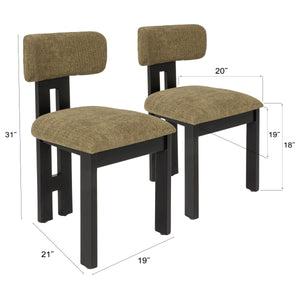 Rowena Interiors Acacia Solid Wood Armless Dining Chairs Upholstered Seat Modern Farmhouse Set of 2 EC1971