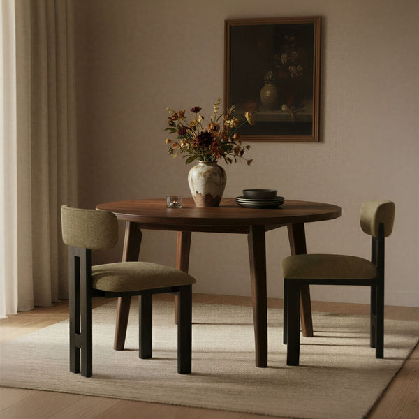 Rowena Interiors Acacia Solid Wood Armless Dining Chairs Upholstered Seat Modern Farmhouse Set of 2 EC1971