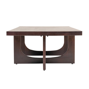Rowena Interiors Rectangular Solid Mango Wood Coffee Table with Cross Trestle Base in Black Walnut Finish EC1974