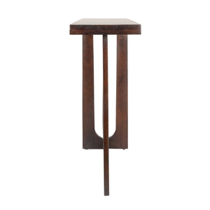 Rowena Interiors Rectangular Solid Mango Wood Console Table with Cross Trestle Base for Entryway Decor EC1975