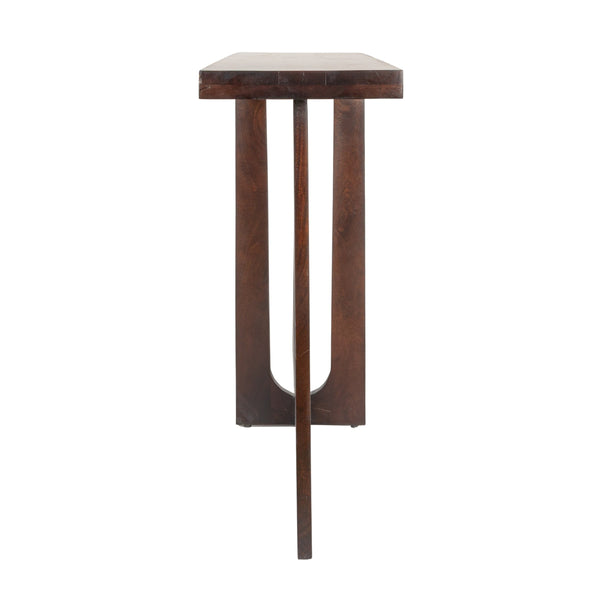 Rowena Interiors Rectangular Solid Mango Wood Console Table with Cross Trestle Base for Entryway Decor EC1975