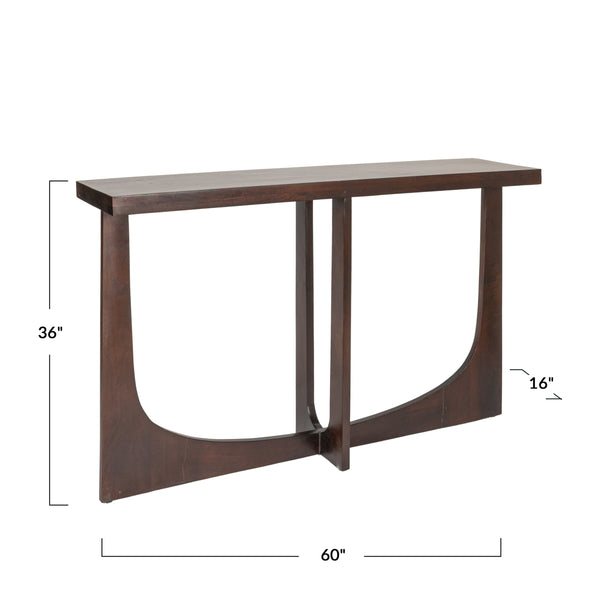 Rowena Interiors Rectangular Solid Mango Wood Console Table with Cross Trestle Base for Entryway Decor EC1975