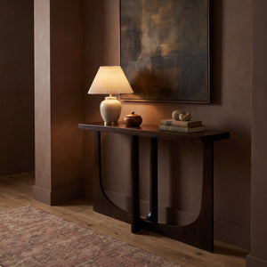 Rowena Interiors Rectangular Solid Mango Wood Console Table with Cross Trestle Base for Entryway Decor EC1975
