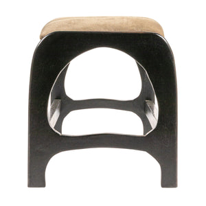 Rowena Interiors Mango Wood Arch Base Bench with Channel Stitched Seat for Entryway or Bedroom Black Velvet EC1985
