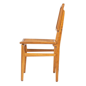 Rowena Interiors Teak Wood Cane Back Dining Chairs Bohemian Farmhouse Woven Seat Set of 2 EC1989