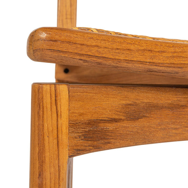 Rowena Interiors Teak Wood Cane Back Dining Chairs Bohemian Farmhouse Woven Seat Set of 2 EC1989