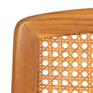 Rowena Interiors Teak Wood Cane Back Dining Chairs Bohemian Farmhouse Woven Seat Set of 2 EC1989