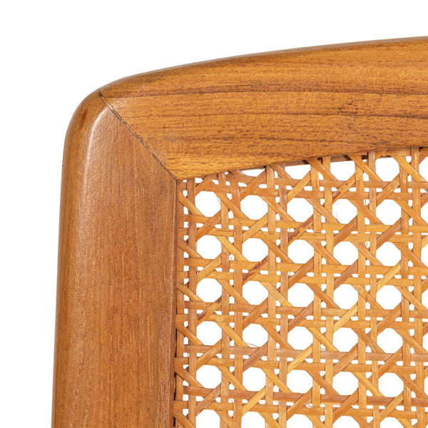 Rowena Interiors Teak Wood Cane Back Dining Chairs Bohemian Farmhouse Woven Seat Set of 2 EC1989