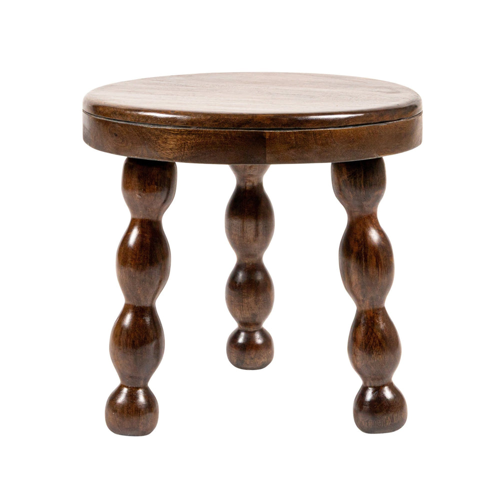 Rowena Interiors Round Solid Mango Wood Accent Table Walnut Finish Tripod Base Mid-Century Style EC1991