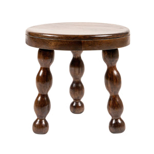 Rowena Interiors Round Solid Mango Wood Accent Table Walnut Finish Tripod Base Mid-Century Style EC1991