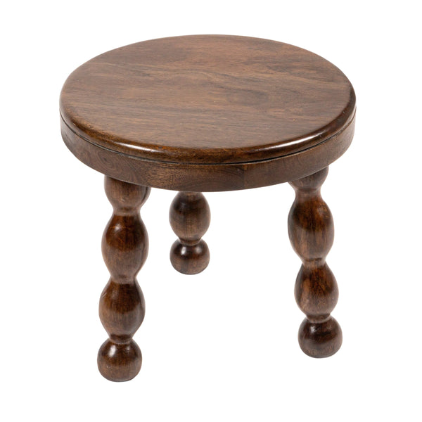 Rowena Interiors Round Solid Mango Wood Accent Table Walnut Finish Tripod Base Mid-Century Style EC1991