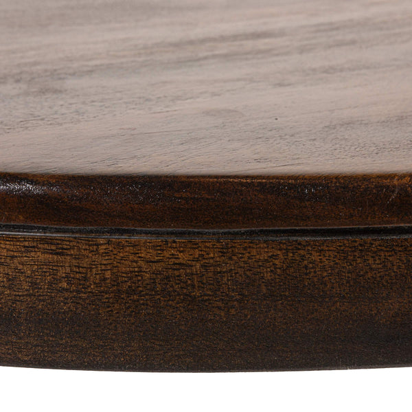 Rowena Interiors Round Mango Wood Coffee Table with Bobbin Turned Legs Walnut Finish Boho Living Room EC1992