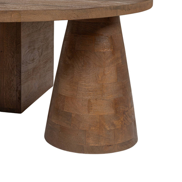 Rowena Interiors Round Solid Mango Wood Coffee Table Sculptural Ball Joint Base Farmhouse Living Room EC1994MC