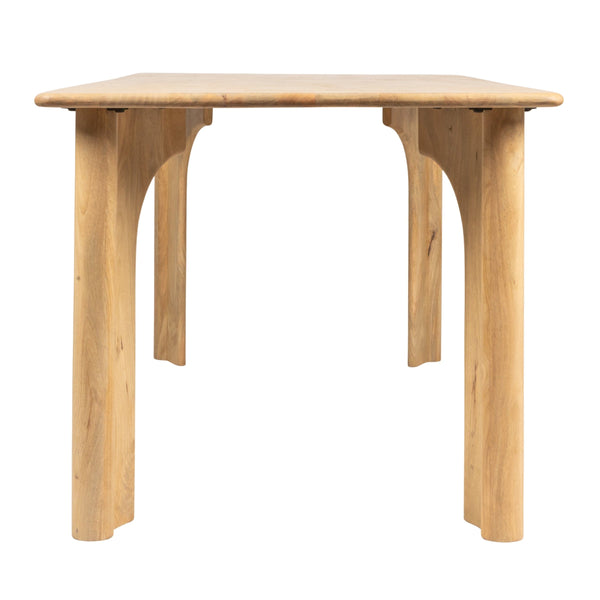 Rowena Interiors Rectangular Solid Mango Wood Dining Table Sculptural Arched Base Seats Six Adults EC1999