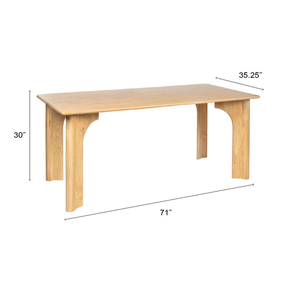 Rowena Interiors Rectangular Solid Mango Wood Dining Table Sculptural Arched Base Seats Six Adults EC1999
