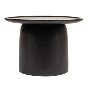 Rowena Interiors Round Solid Mango Wood Side Table with Sculptural Drum Base for Living Room EC2001MC