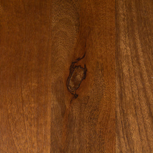 Rowena Interiors Round Solid Mango Wood Dining Table with Artisan Stacked Grain Base Seats Four Walnut Finish EC2007MC