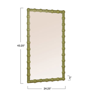 Rowena Interiors Medium Gloss Sage Green Dowel Frame Wall Mirror for Entryway or Bedroom Decor EC2019