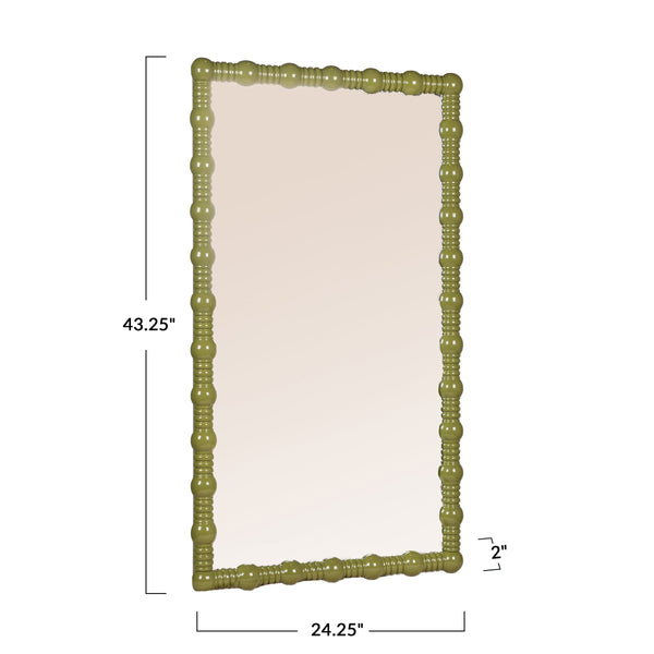 Rowena Interiors Medium Gloss Sage Green Dowel Frame Wall Mirror for Entryway or Bedroom Decor EC2019