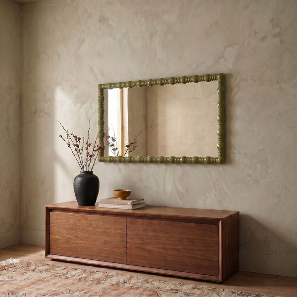 Rowena Interiors Medium Gloss Sage Green Dowel Frame Wall Mirror for Entryway or Bedroom Decor EC2019