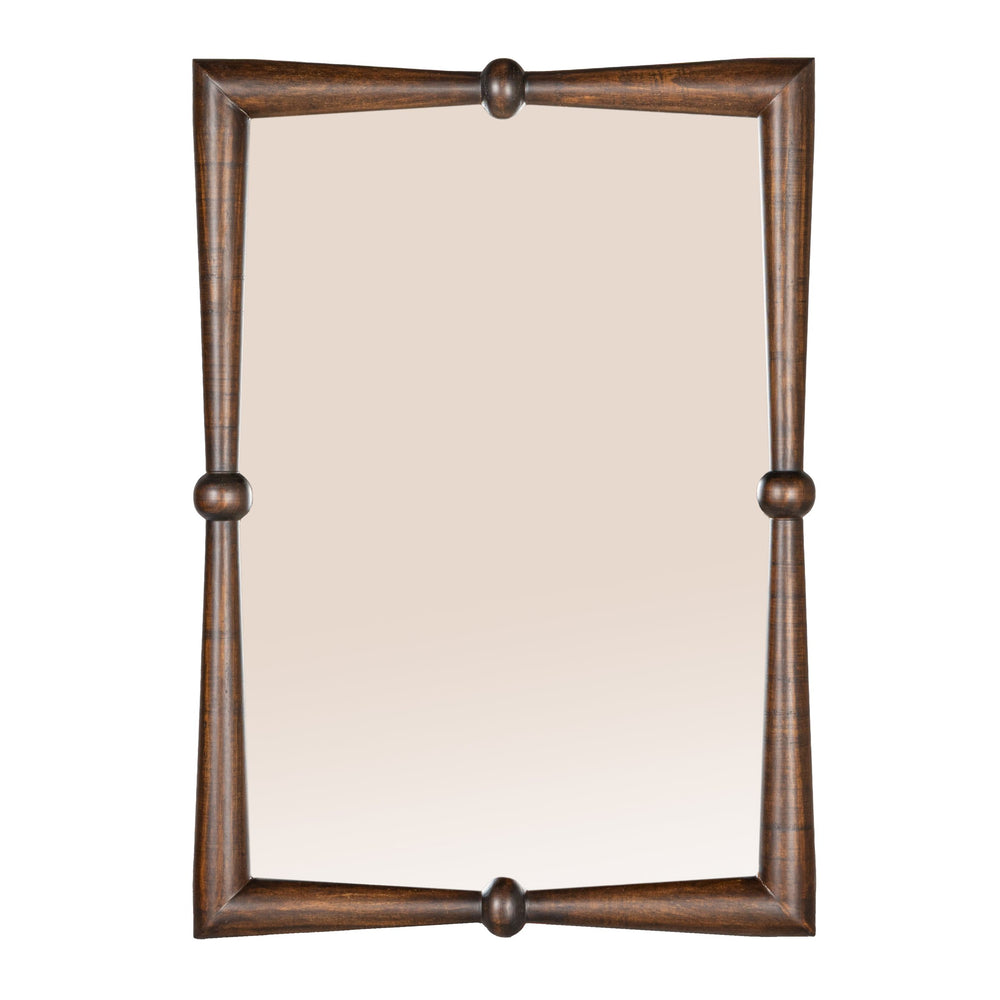 Rowena Interiors Rectangular Solid Mango Wood Wall Mirror Walnut Tone Finish for Entryway or Bedroom EC2020