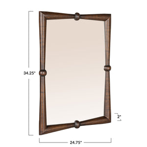 Rowena Interiors Rectangular Solid Mango Wood Wall Mirror Walnut Tone Finish for Entryway or Bedroom EC2020