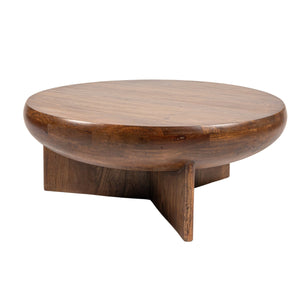 Rowena Interiors Semi-Sphere Solid Mango Wood Round Coffee Table Organic Sculptural Living Room Accent EC2021