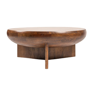 Rowena Interiors Semi-Sphere Solid Mango Wood Round Coffee Table Organic Sculptural Living Room Accent EC2021