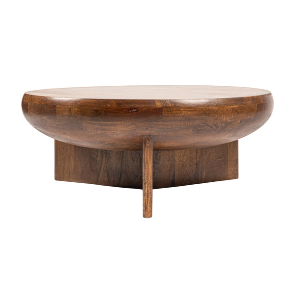 Rowena Interiors Semi-Sphere Solid Mango Wood Round Coffee Table Organic Sculptural Living Room Accent EC2021