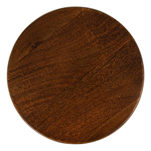 Rowena Interiors Semi-Sphere Mango Wood Side Table Sculptural Walnut Finish for Modern Living Spaces EC2023