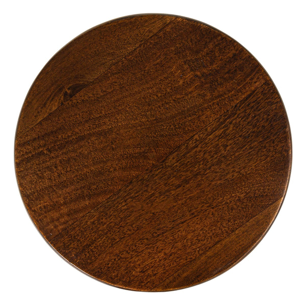 Rowena Interiors Semi-Sphere Mango Wood Side Table Sculptural Walnut Finish for Modern Living Spaces EC2023