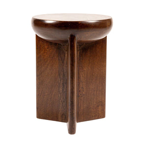 Rowena Interiors Semi-Sphere Mango Wood Side Table Sculptural Walnut Finish for Modern Living Spaces EC2023