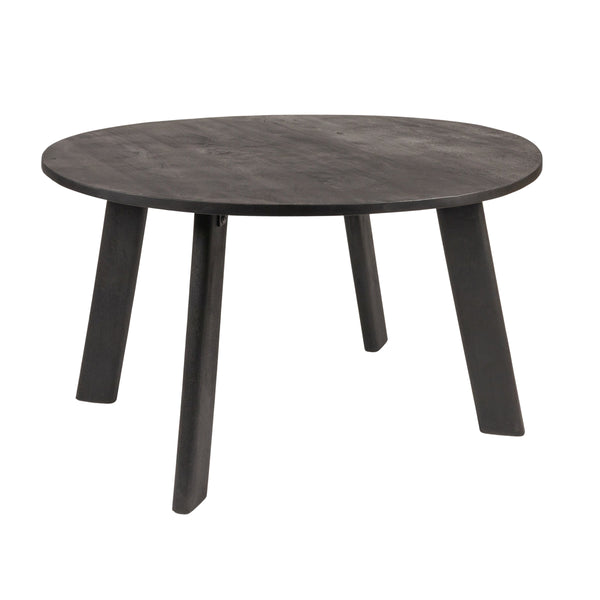 Rowena Interiors Round Solid Mango Wood Dining Table Seats Six with Matte Black Minimalist Base EC2024