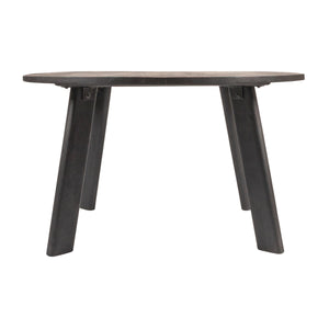 Rowena Interiors Round Solid Mango Wood Dining Table Seats Six with Matte Black Minimalist Base EC2024