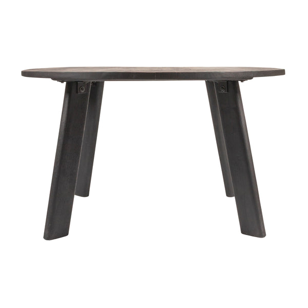 Rowena Interiors Round Solid Mango Wood Dining Table Seats Six with Matte Black Minimalist Base EC2024