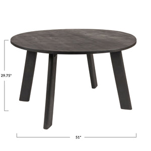 Rowena Interiors Round Solid Mango Wood Dining Table Seats Six with Matte Black Minimalist Base EC2024