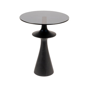 Rowena Interiors Round Mango Wood and Tinted Glass Accent Table for Modern Eclectic Living Spaces Brown EC2025MC