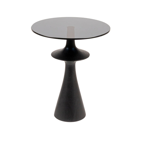 Rowena Interiors Round Mango Wood and Tinted Glass Accent Table for Modern Eclectic Living Spaces Brown EC2025MC