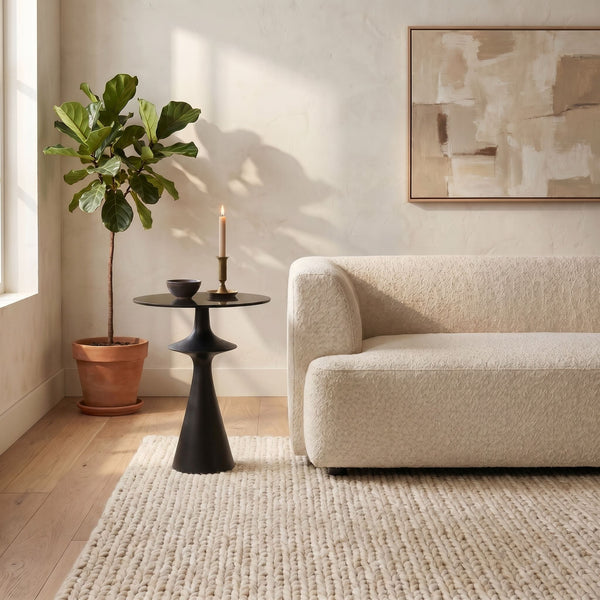 Rowena Interiors Round Mango Wood and Tinted Glass Accent Table for Modern Eclectic Living Spaces Brown EC2025MC