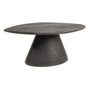 Rowena Interiors Asymmetrical Solid Mango Wood Coffee Table with Sculptural Conical Base for Living Rooms Black EC2026MC
