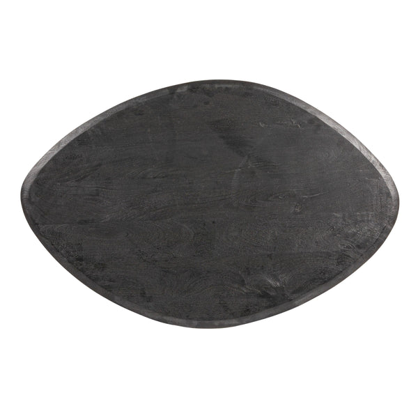 Rowena Interiors Asymmetrical Solid Mango Wood Coffee Table with Sculptural Conical Base for Living Rooms Black EC2026MC
