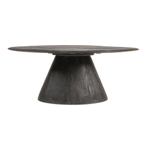 Rowena Interiors Asymmetrical Solid Mango Wood Coffee Table with Sculptural Conical Base for Living Rooms Black EC2026MC