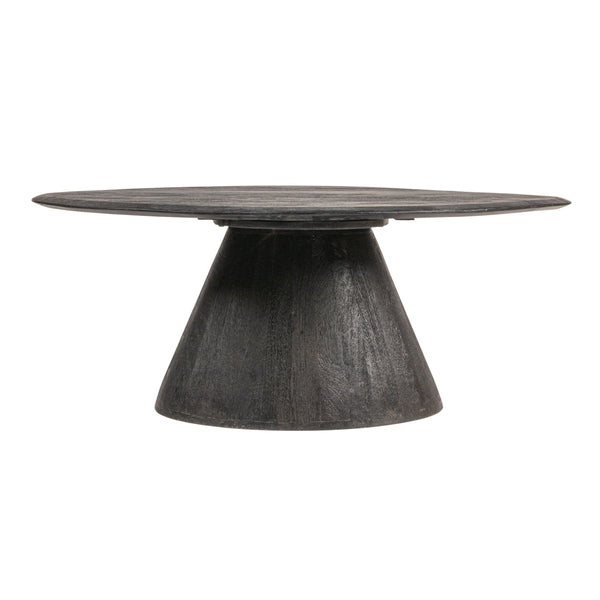 Rowena Interiors Asymmetrical Solid Mango Wood Coffee Table with Sculptural Conical Base for Living Rooms Black EC2026MC