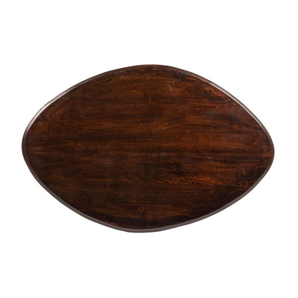 Rowena Interiors Asymmetrical Solid Mango Wood Coffee Table with Sculptural Conical Base for Living Rooms Walnut Finish EC2027MC