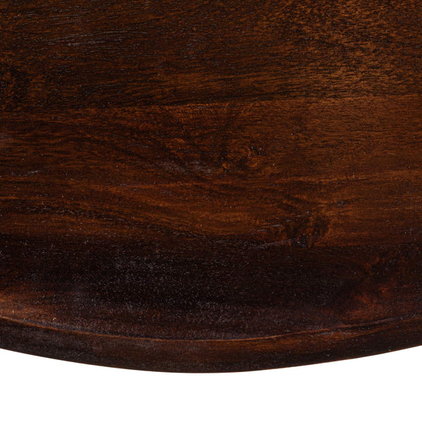 Rowena Interiors Asymmetrical Solid Mango Wood Coffee Table with Sculptural Conical Base for Living Rooms Walnut Finish EC2027MC