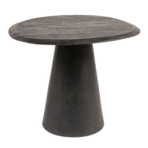 Rowena Interiors Asymmetrical Mango Wood Side Table with Sculptural Conical Base for Living Spaces Black 27.5"L x 23.25"W x 16.5"H EC2028MC